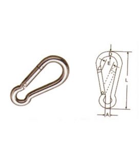 5mm STAINLESS STEEL 316 (A4) Spring Hook / carabiner 