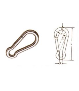 8mm STAINLESS STEEL 316 (A4) Spring Hook / carabiner 