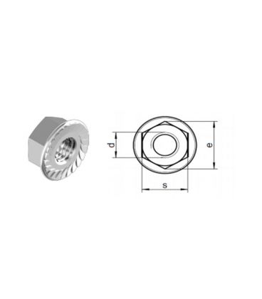 M10 - A4 (T316) Stainless Steel Serrated Flange Nut - DIN 6923