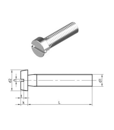 M6 x 25 mm Slotted Cheese head machine Screws (DIN 84) T304 (A2) Stainless Steel