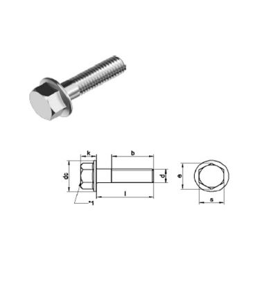 M8 x 30 mm Hexagon Head Bolt with Flange (No serration) Din 6921 - T304 (A2) Stainless Steel