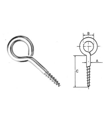 Eyelet Eyepin Screw - 52 x 5 mm T304 (A2) Stainless Steel
