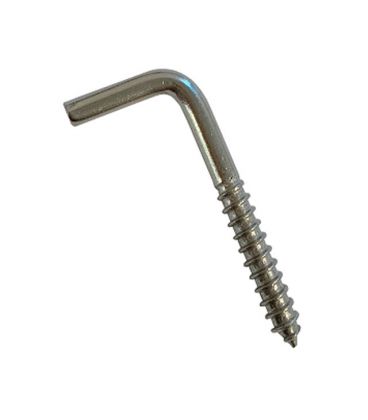 Square 'L' hook with wood screw thread - 3 * 14 mm - T304 (A2) Stainless Steel