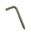 Square 'L' hook with wood screw thread - 3 * 14 mm - T304 (A2) Stainless Steel