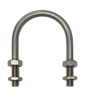 Extended Leg Non Grip / Guide U-bolt for British Standard 3974 Pipe - Zinc Plated, Galvanised, T304 & T316 Stainless Steel