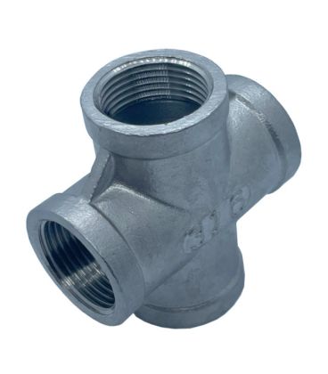 BSP Female Cross 4 Way Threaded Connector - A4 Grade Stainless Steel 150LB Pipe Fitting Parallel Threads (BSPP / G Thread)
