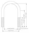 U-Bolt M10 x 40 mm Thread, 59 mm Inside Diam, 80  mm Inside Height BZP 