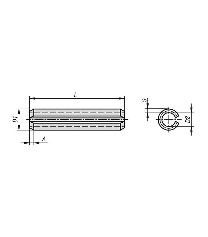 Spring Slotted Pin Drawing