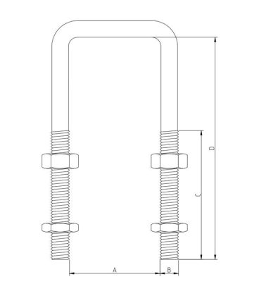 Square Bolt (C Bolt) M10 x 30 mm Thread, 51 x 80 mm Internal Dimensions - ZP (Zinc Plated)