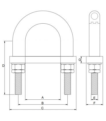 Light Duty Flame Retardant Anti-Vibration Rubber Lined U-bolt For British Standard Pipe