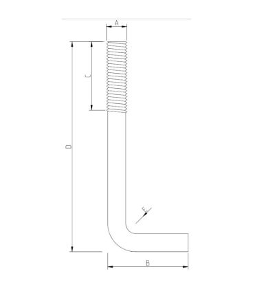 Foundation Bolt (Anchor or L-Bolt) M12 x 150 mm T316 (A4) Stainless Steel 