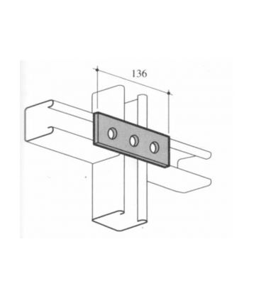 M8 Three Hole fixing Plate for Channels T316 Stainless Steel (As Unistrut / Oglaend)