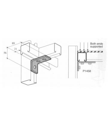 M10 3 Hole Angle Plate (1458) for Channels T304 Stainless Steel (As Unistrut / Oglaend) 