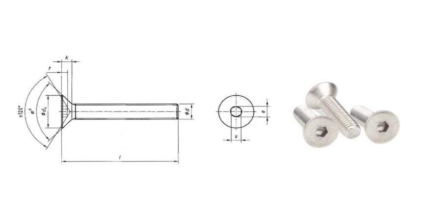 DIN 7991- the specification for Hexagon socket countersunk head cap screws